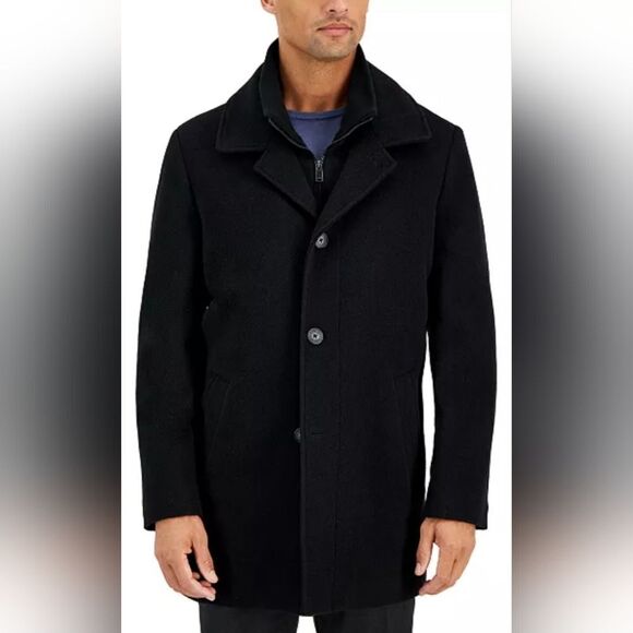 Calvin Klein Men's Classic Fit Black Wool Blend Overcoat NWT size 50R Black - Picture 1 of 4